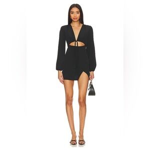 NWT Selene Wrap Dress in Black - superdown - revolve - black long sleeve dress